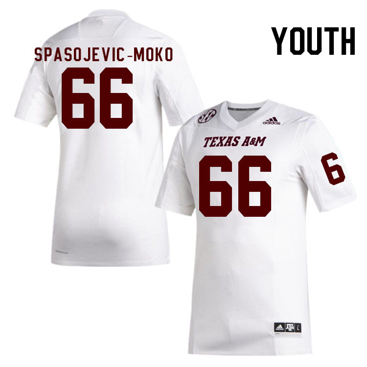 Youth #66 Jordan Spasojevic-Moko Texas A&M Aggies College Football Jerseys Stitched Sale-White - Click Image to Close